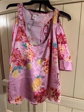 Victoria's Secret Pink Satin Floral Sleep with Yellow & Teal Accents